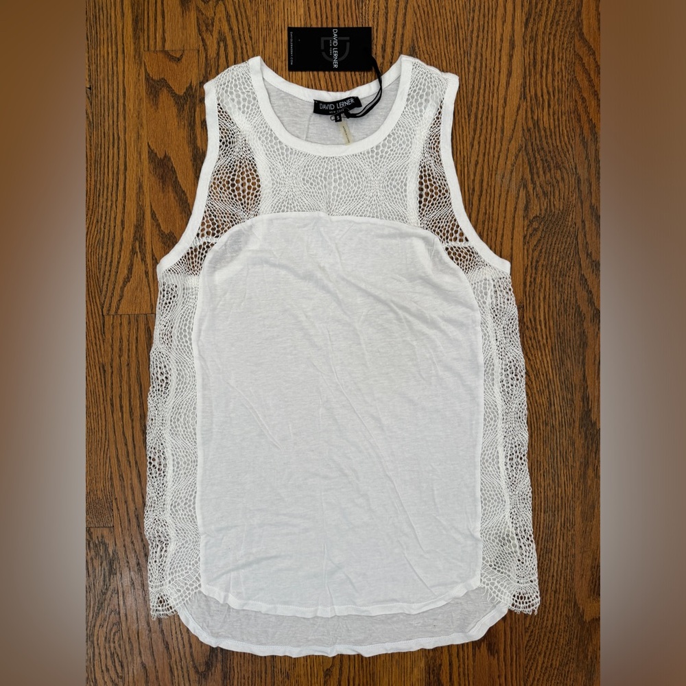 NEW David Lerner HighLow Lace Tank size S White